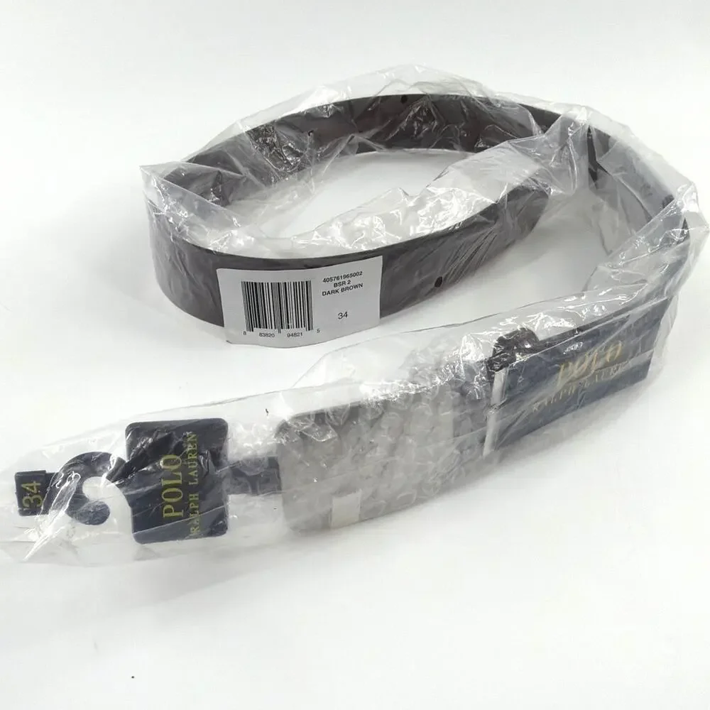 Polo Ralph Lauren Pony Plaque Leather Belt Dark Brown Size 34
